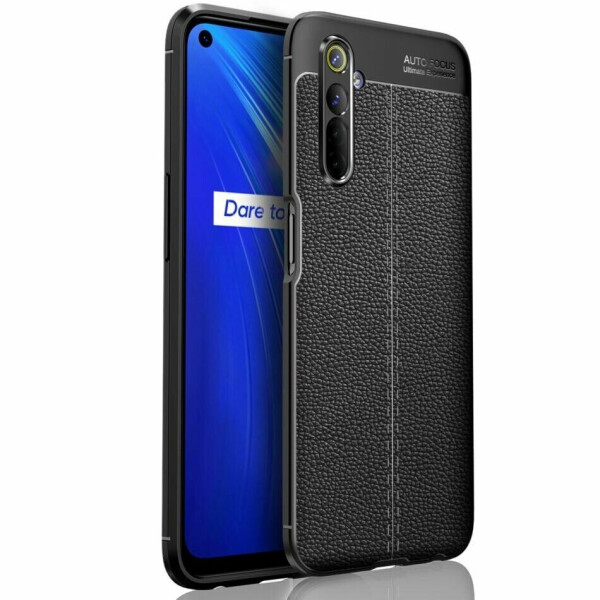 

Защитный чехол Deexe Leather Cover для Realme 6 - Black