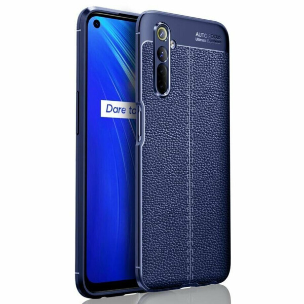

Защитный чехол Deexe Leather Cover для Realme 6 - Dark Blue