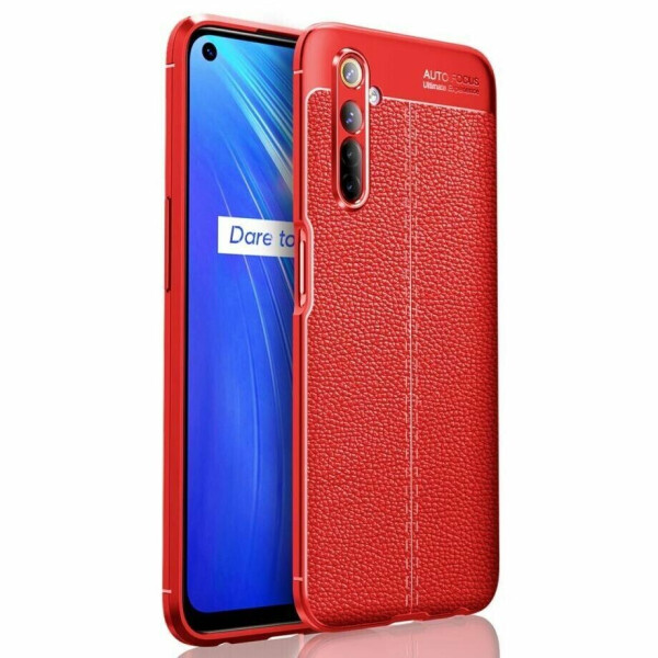 

Защитный чехол Deexe Leather Cover для Realme 6 - Red