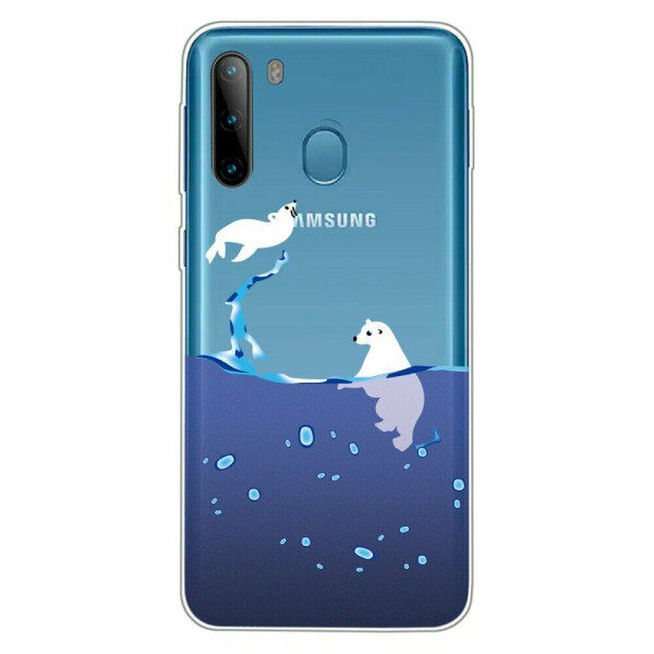 

Силиконовый (TPU) чехол Deexe Pretty Glossy для Samsung Galaxy A21 (A215) - Polar Bear