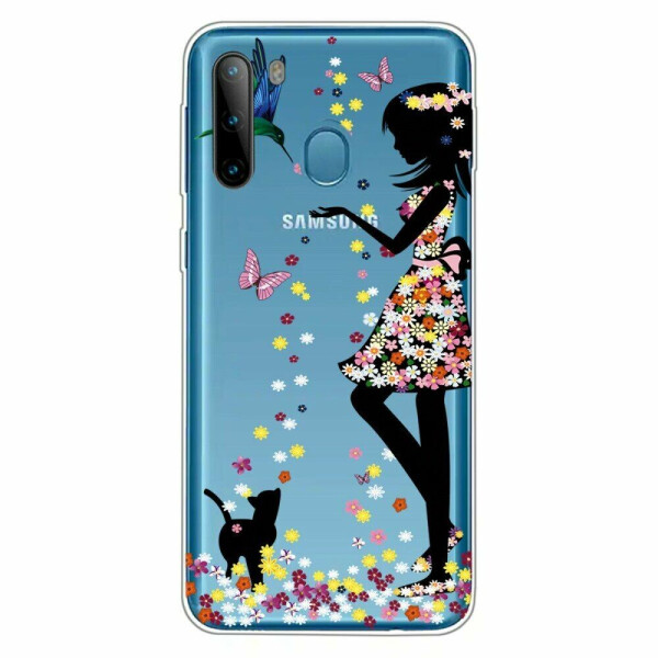 

Силиконовый (TPU) чехол Deexe Pretty Glossy для Samsung Galaxy A21 (A215) - Flowered Beauty