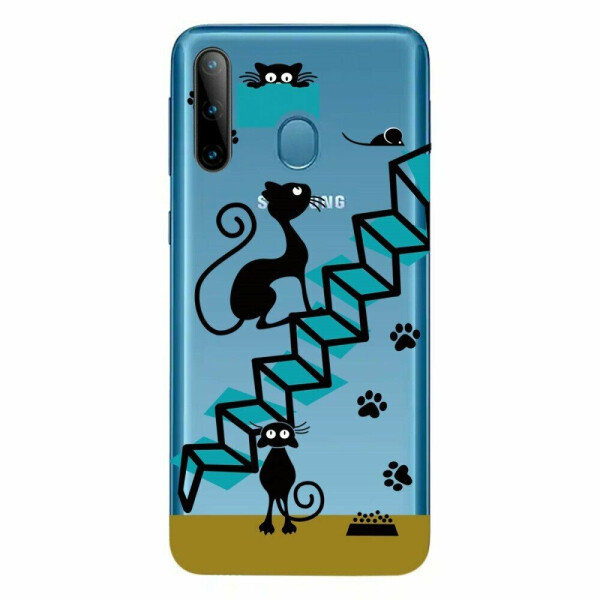

Силиконовый (TPU) чехол Deexe Pretty Glossy для Samsung Galaxy A11 (A115) / Galaxy M11 (M115) - Cat and Stairs