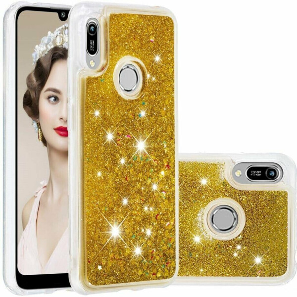 

Силиконовый (TPU) чехол Deexe Liquid Glitter для Huawei Honor 8A / Honor 8A Prime / Y6s 2019 - Gold