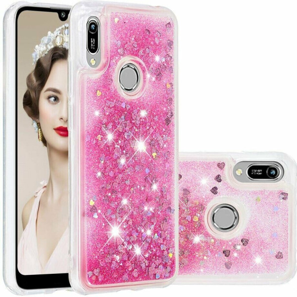 

Силиконовый (TPU) чехол Deexe Liquid Glitter для Huawei Honor 8A / Honor 8A Prime / Y6s 2019 - Pink