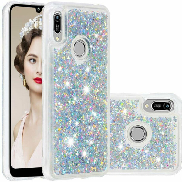 

Силиконовый (TPU) чехол Deexe Liquid Glitter для Huawei Honor 8A / Honor 8A Prime / Y6s 2019 - Silver