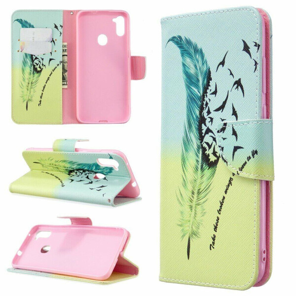 

Чехол-книжка Deexe Color Wallet для Samsung Galaxy A11 (A115) / Galaxy M11 (M115) - Feather Pattern