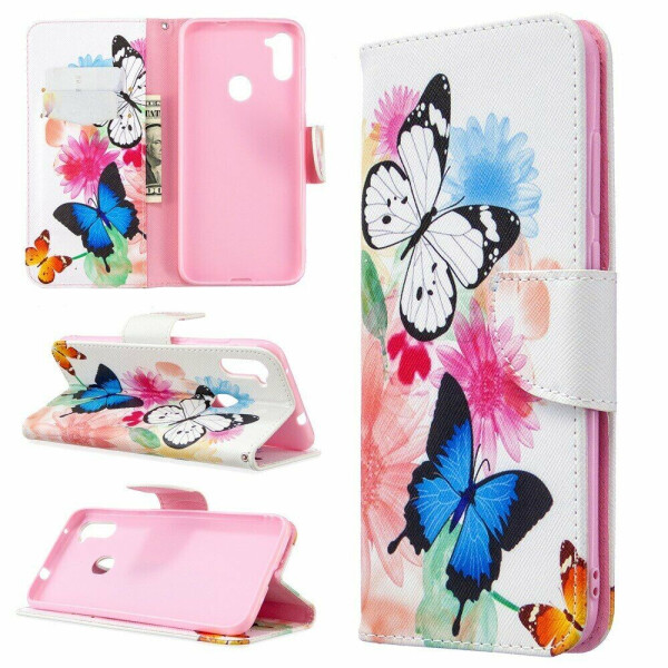 

Чехол-книжка Deexe Color Wallet для Samsung Galaxy A11 (A115) / Galaxy M11 (M115) - Imprint Butterffly and Flowers