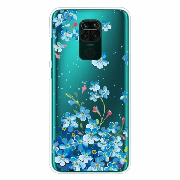 

Силиконовый (TPU) чехол Deexe Pretty Glossy для Xiaomi Redmi Note 9 - Blue Flowers
