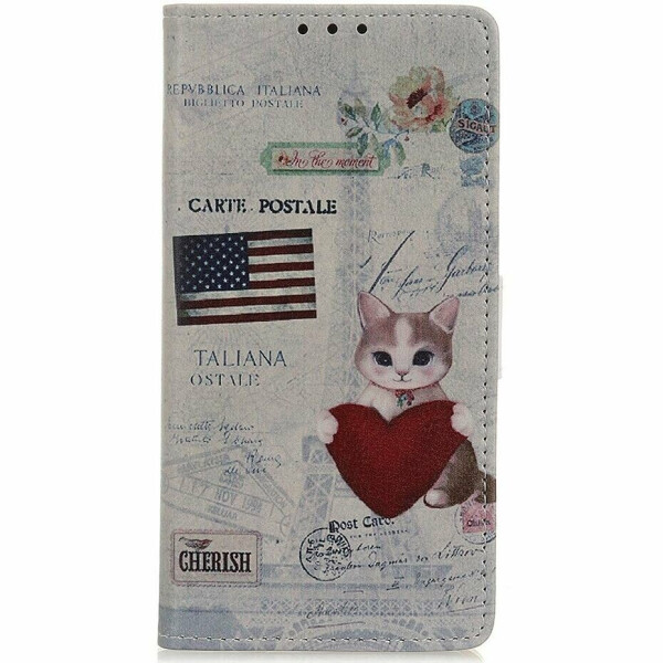 

Чехол Deexe Life Style Wallet для Samsung Galaxy A21s (A217) - Cat Holding Heart