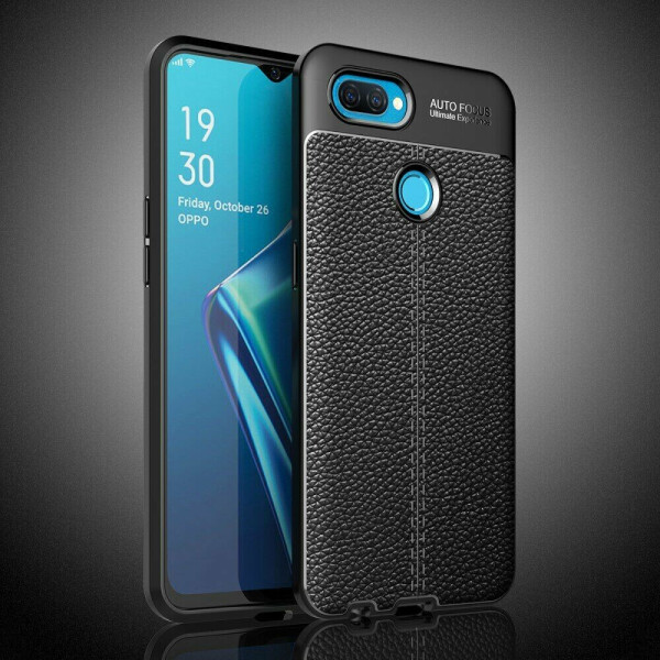 

Защитный чехол Deexe Leather Cover для OPPO A12 - Black