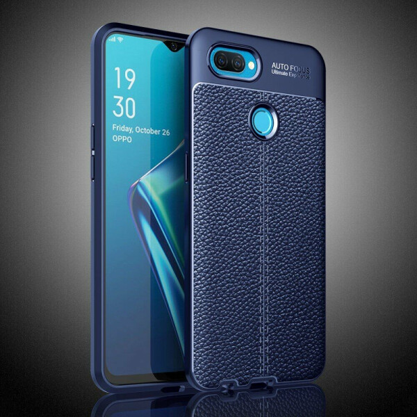 

Защитный чехол Deexe Leather Cover для OPPO A12 - Dark Blue