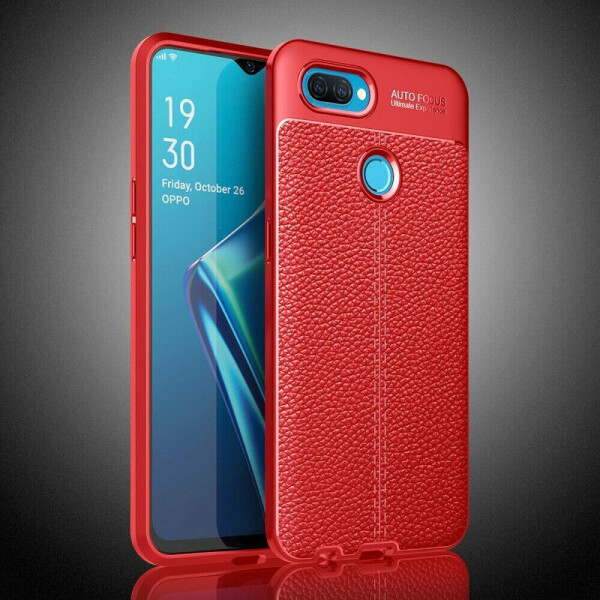 

Защитный чехол Deexe Leather Cover для OPPO A12 - Red