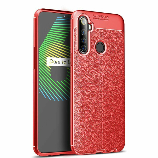 

Защитный чехол Deexe Leather Cover для Realme 6i - Red