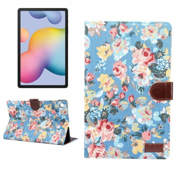 

Чехол-книжка Deexe Peony Pattern для Samsung Galaxy Tab S6 lite 10.4 (P610/615) - Blue
