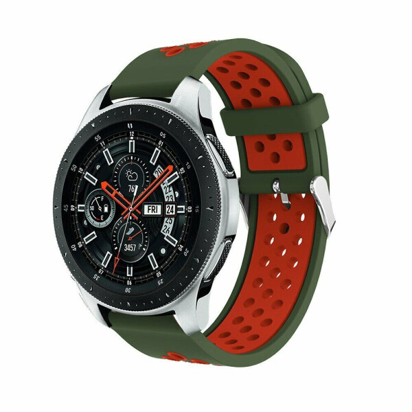 

Ремешок Deexe Dual Color для Samsung Galaxy Watch 46mm/Gear S3 - Army Green/Red