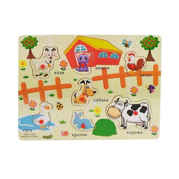 

Деревянная игрушка Рамка-вкладыш MD 2161 (Домашние животные)