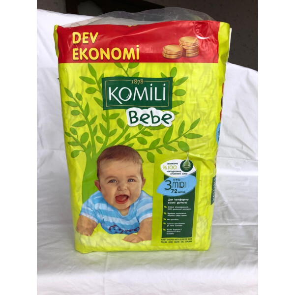 

Подгузники Komili Bebe - ADVANTAGE MIDI - с Оливковым Маслом (4-9 кг) 72 шт (Турция)