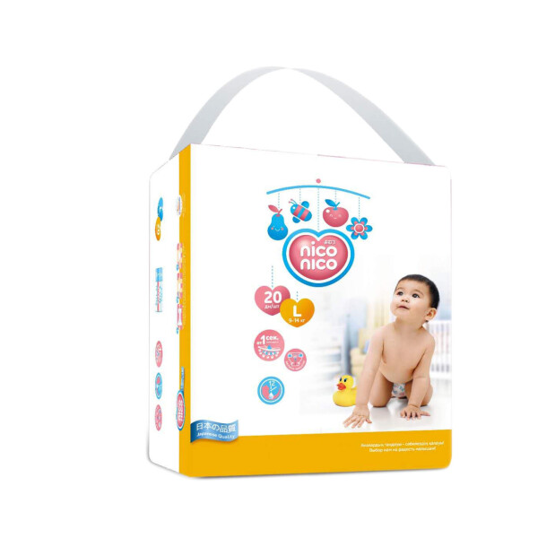 

Подгузники Nico Nico Travell Pack - L-size (9-14 кг) 20 шт (Япония)