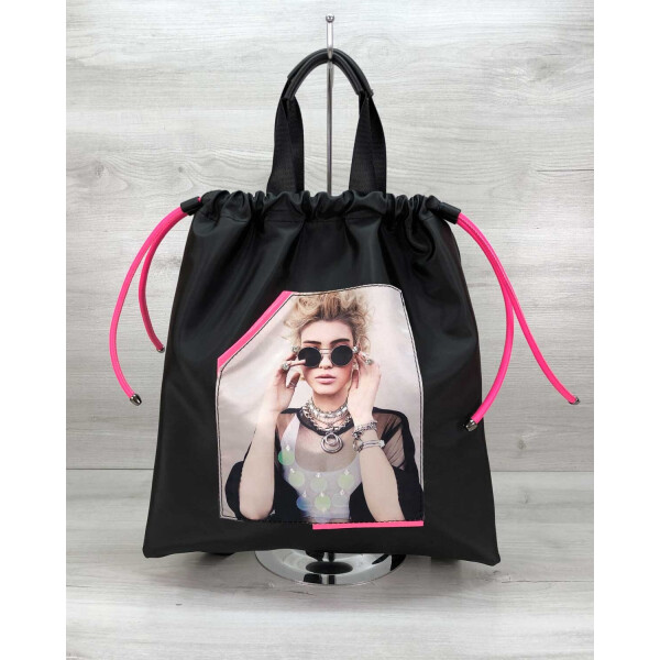 

Женский сумка-рюкзак WeLassie Berry черный с неоновым малиновым (46202)