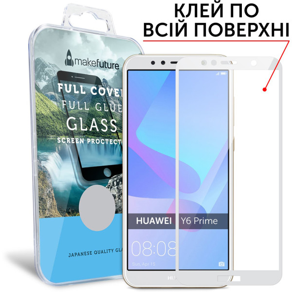 

Защитное стекло MakeFuture Full Cover Full Glue White для Huawei Y6 2018