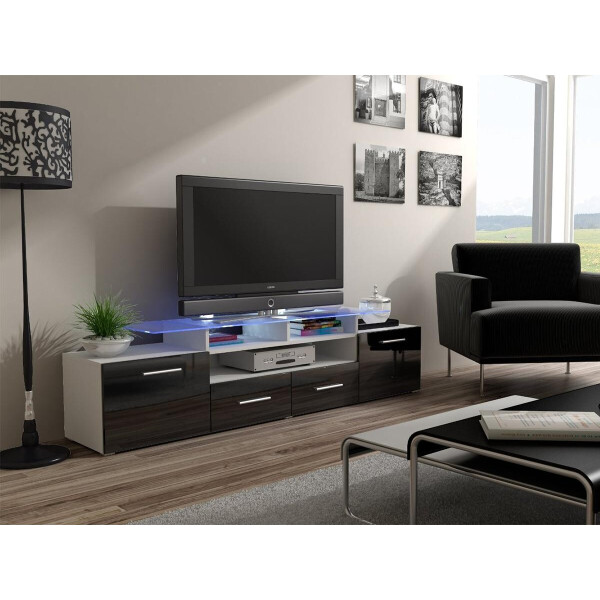 

Тумба под ТВ Evora Cama Белый матовый + Черный глянец