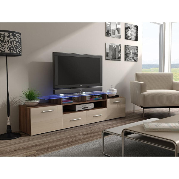 

Тумба под ТВ Evora Cama Слива матовый + Кремовый глянец