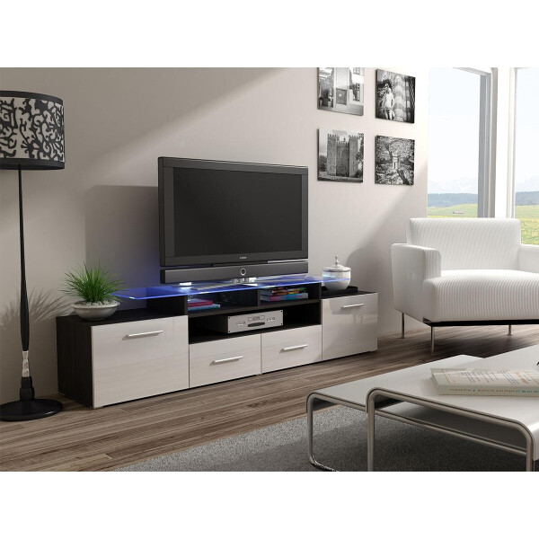 

Тумба под ТВ Evora Cama Черный матовый + Белый глянец