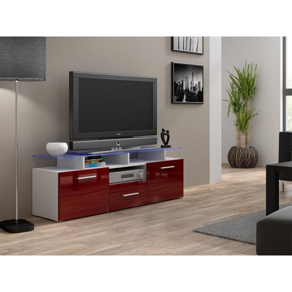 

Тумба под ТВ Evora Mini Cama Белый матовый + Бордо глянец