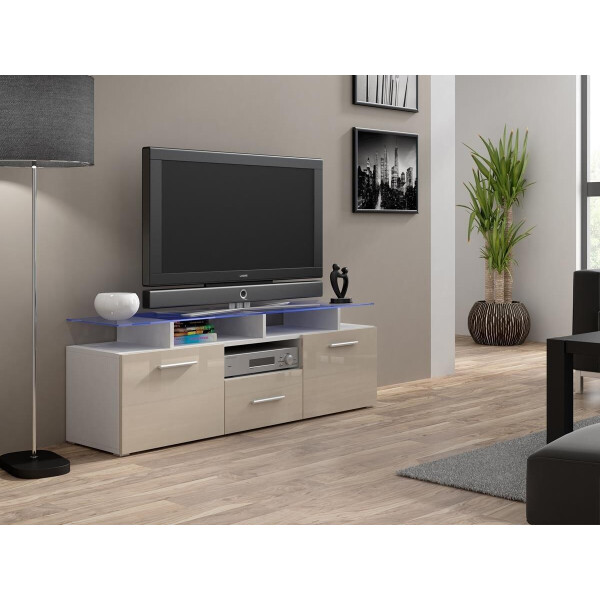 

Тумба под ТВ Evora Mini Cama Белый матовый + Кремовый глянец