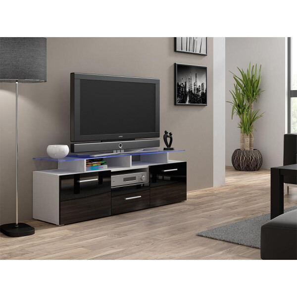 

Тумба под ТВ Evora Mini Cama Белый матовый + Черный глянец