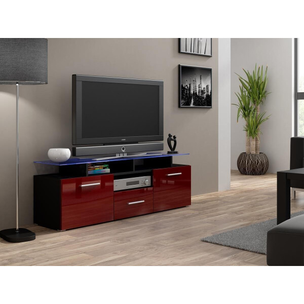 

Тумба под ТВ Evora Mini Cama Черный матовый + Бордо глянец