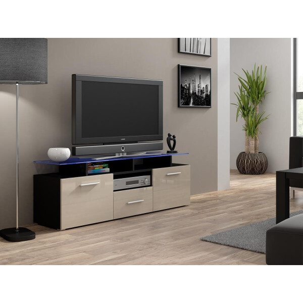 

Тумба под ТВ Evora Mini Cama Черный матовый + Кремовый глянец