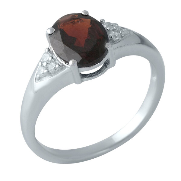 

Кольцо из серебра с гранатом и куб. циркониями, размер 18.5 (1699721)