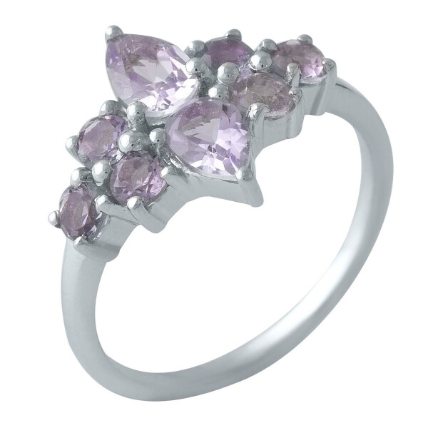 

Кольцо из серебра с аметистами, размер 17.5 (1700378)
