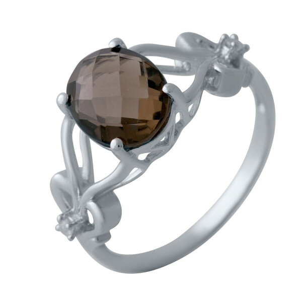 

Кольцо из серебра с куб. циркониями и дымчатым кварцем, размер 18.5 (1720418)