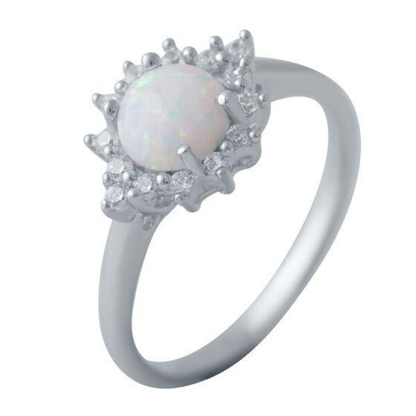 

Кольцо из серебра с куб. циркониями и опалом, размер 17.5 (1726928)