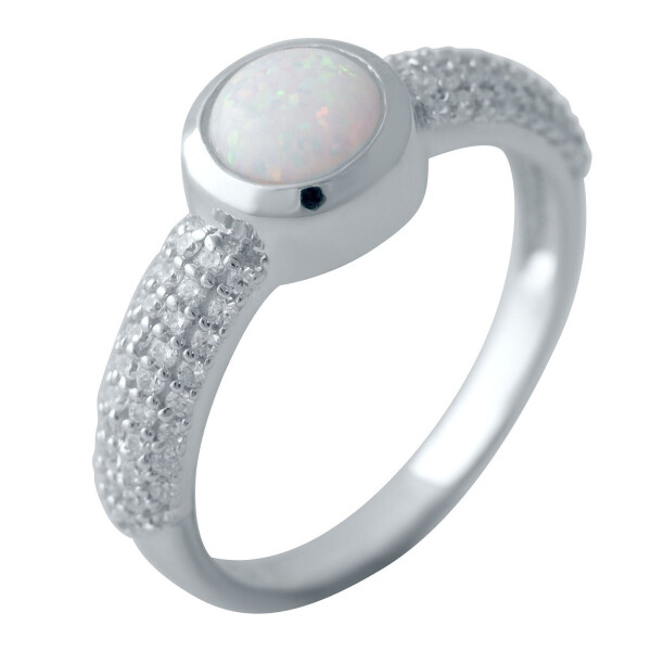

Кольцо из серебра с куб. циркониями и опалом, размер 17 (1726941)