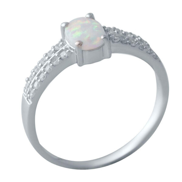 

Кольцо из серебра с куб. циркониями и опалом, размер 17.5 (1730722)