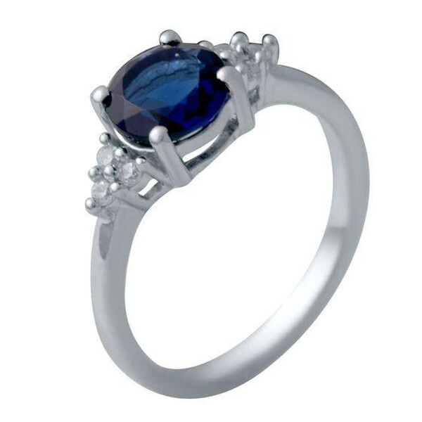 

Кольцо из серебра с куб. циркониями и сапфиром (синт.), размер 17.5 (1731081)