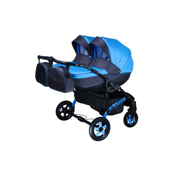 

Детская универсальная коляска для двойни 2 в 1 Angelina Viper Duo, синяя (1241190014-3)