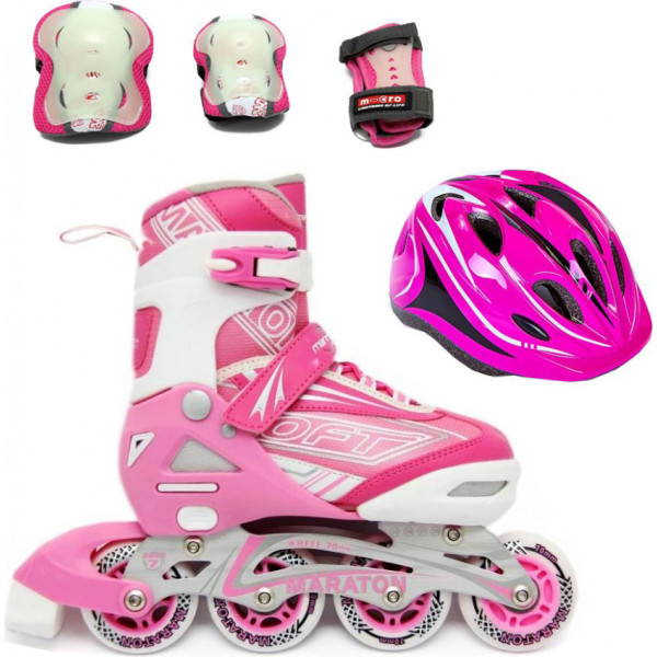 

Роликовые коньки Maraton Soft Set 35-38 розовый с защитой