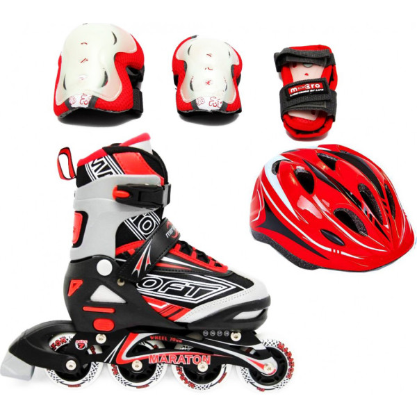 

Роликовые коньки Maraton Soft Set 35-38 красный с защитой