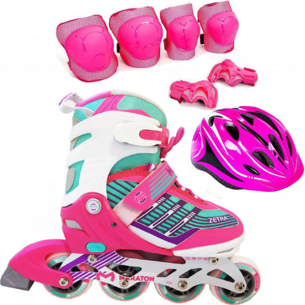

Роликовые коньки Maraton Zetra Set 31-34 розовый с защитой