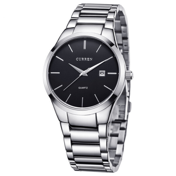 

Мужские часы CURREN 8106 Silver + Black кварцевые влагозащищенный корпус стальные наручные нержавеющая сталь