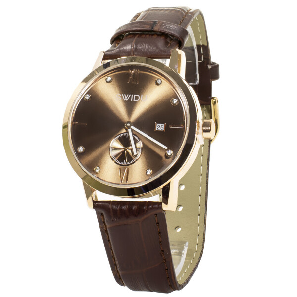 

Наручные часы SWIDU SWI-018 Brown + Gold мужские инкрустация камнями унисекс