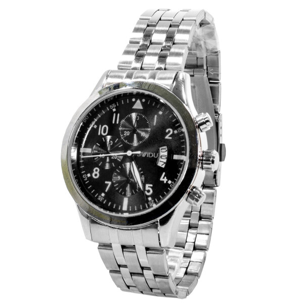 

Часы SWIDU SWI-081 Silver + Black нержавеющий корпус влагозащищенные для мужчин 3АТМ кварцевый механизм