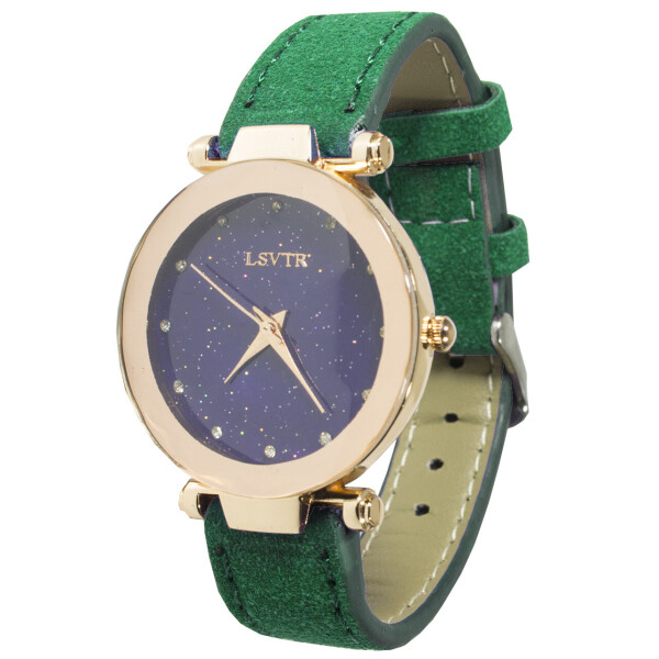 

Часы наручные LSVTR Fashion Green кварцевые для девушек закаленное стекло мягкий браслет