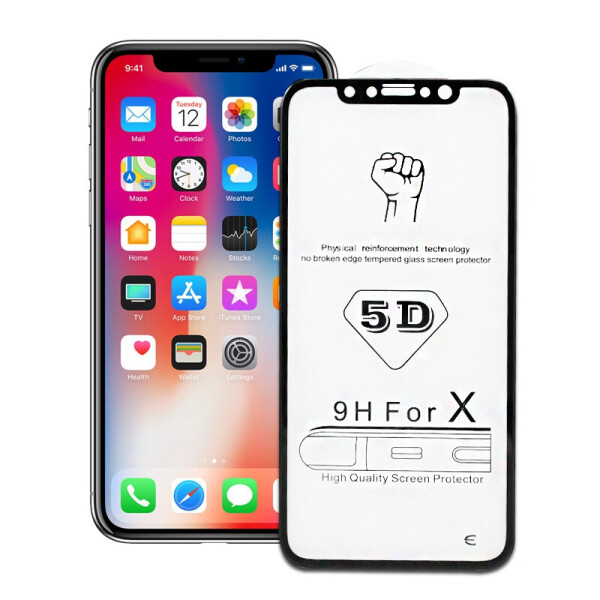 

Защитное стекло 5D Apple Iphone XS черный 0,33мм 9H в упаковке