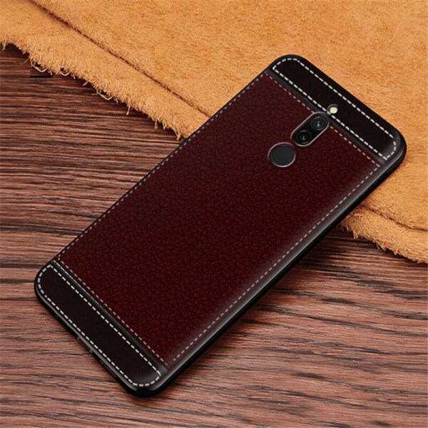 

Чехол Litchi для Xiaomi Redmi 8 силикон бампер с рифленой текстурой темно-коричневый