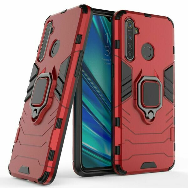 

Чехол Ring case для Realme 5 Pro бронированный бампер с кольцом красный